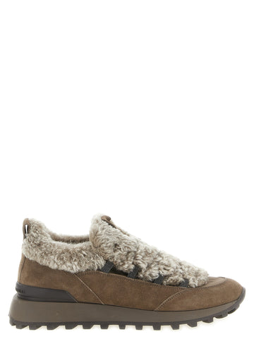 Brunello Cucinelli - 'Monile' shearling sneakers Brown