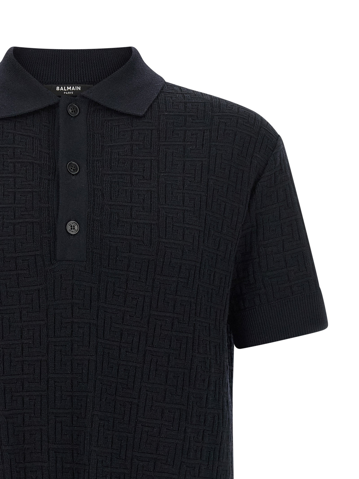 Balmain - 'Monogram' knit polo shirt