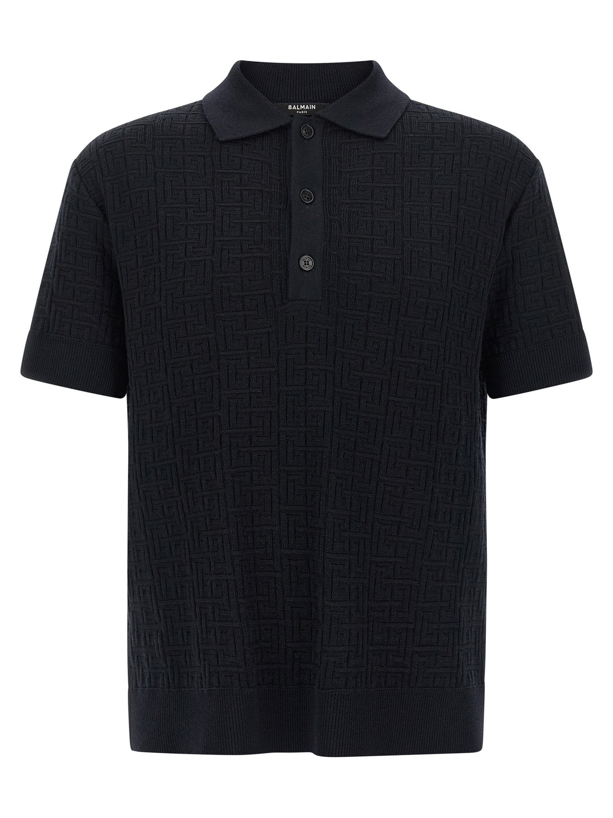 Balmain - 'Monogram' knit polo shirt