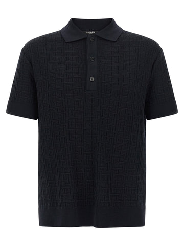 Balmain - 'Monogram' knit polo shirt
