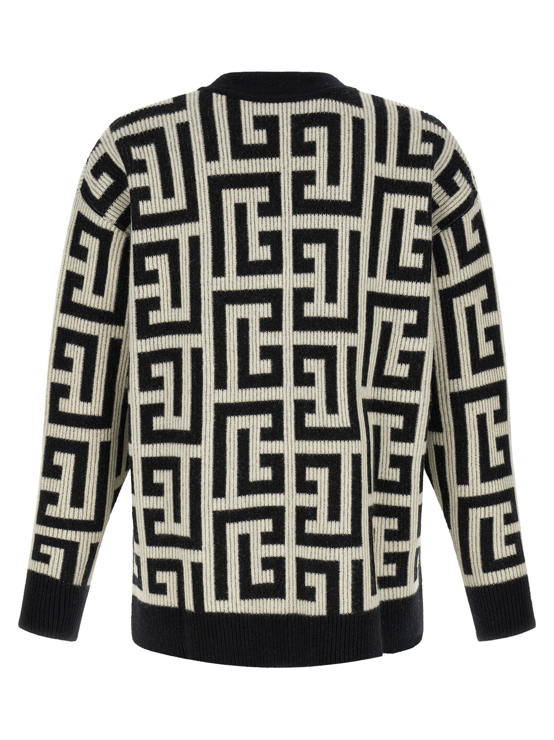 Balmain - Monogram macro cardigan White Black