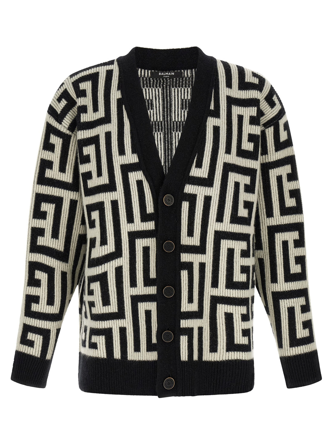 Balmain - Monogram macro cardigan White Black