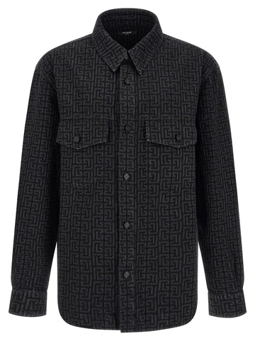 Balmain - Monogram pattern overshirt Black
