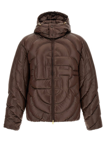 CASABLANCA - 'Monogram' quilting down jacket Brown