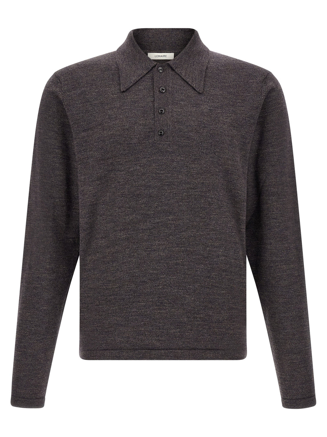 LEMAIRE - Mouliné wool polo shirt Brown