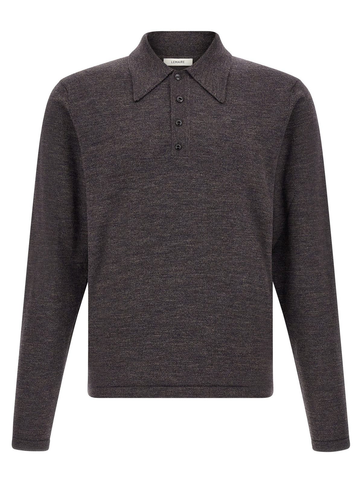 LEMAIRE - Mouliné wool polo shirt Brown