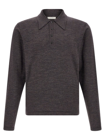 LEMAIRE - Mouliné wool polo shirt Brown