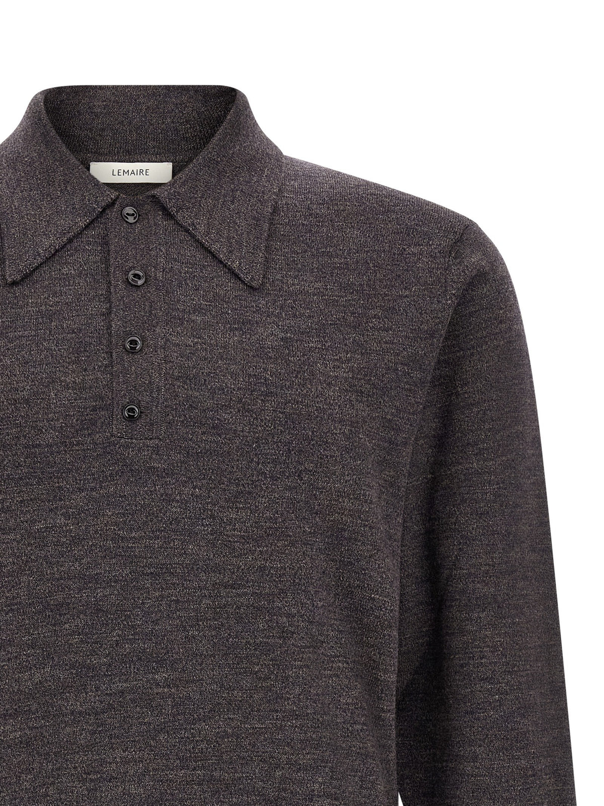 LEMAIRE - Mouliné wool polo shirt