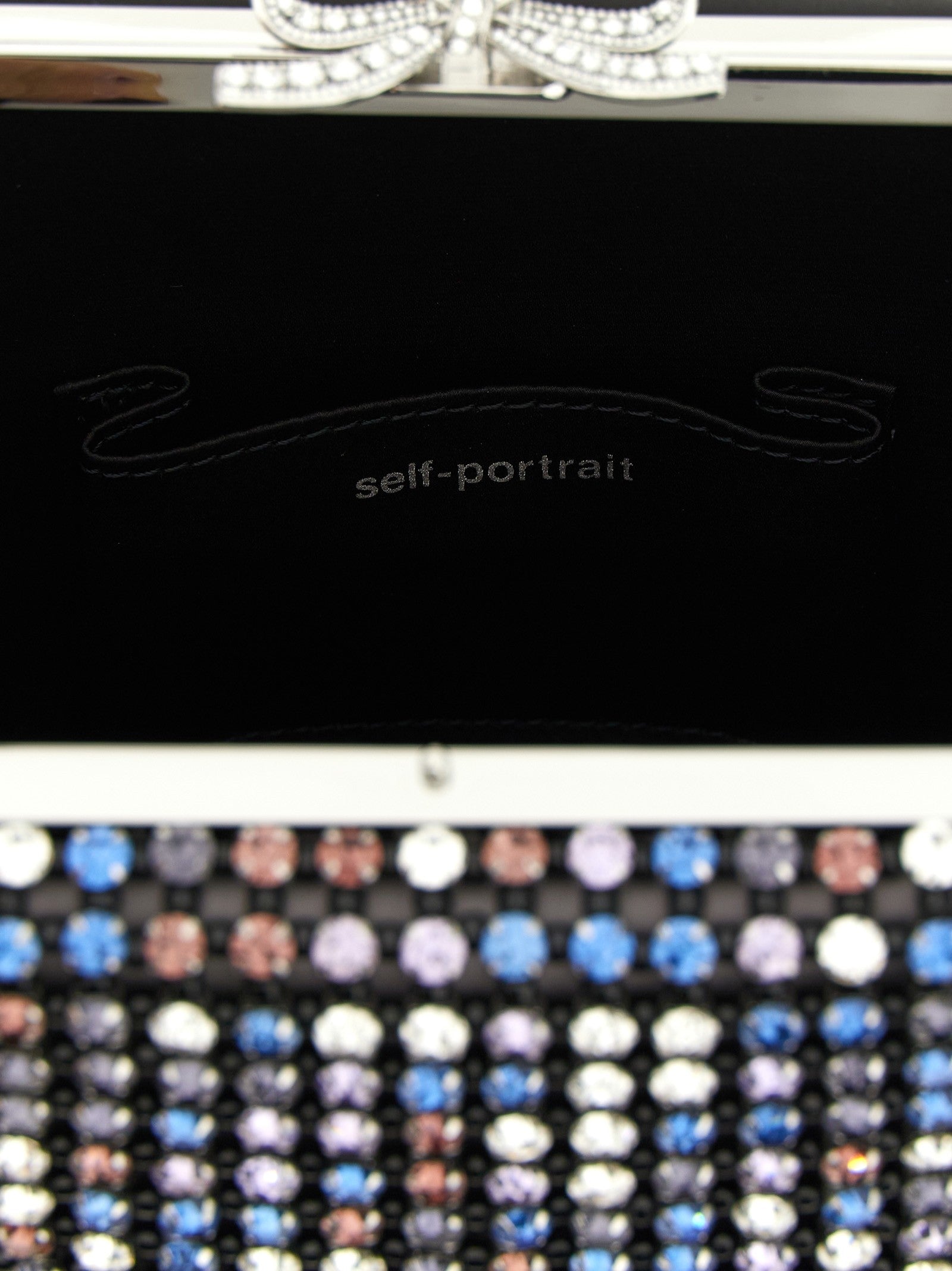SELF PORTRAIT - 'Multi Crystal Chainmail' mini handbag