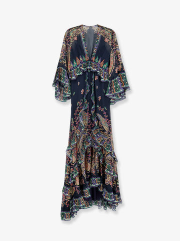 Etro Multicolor silk long dress