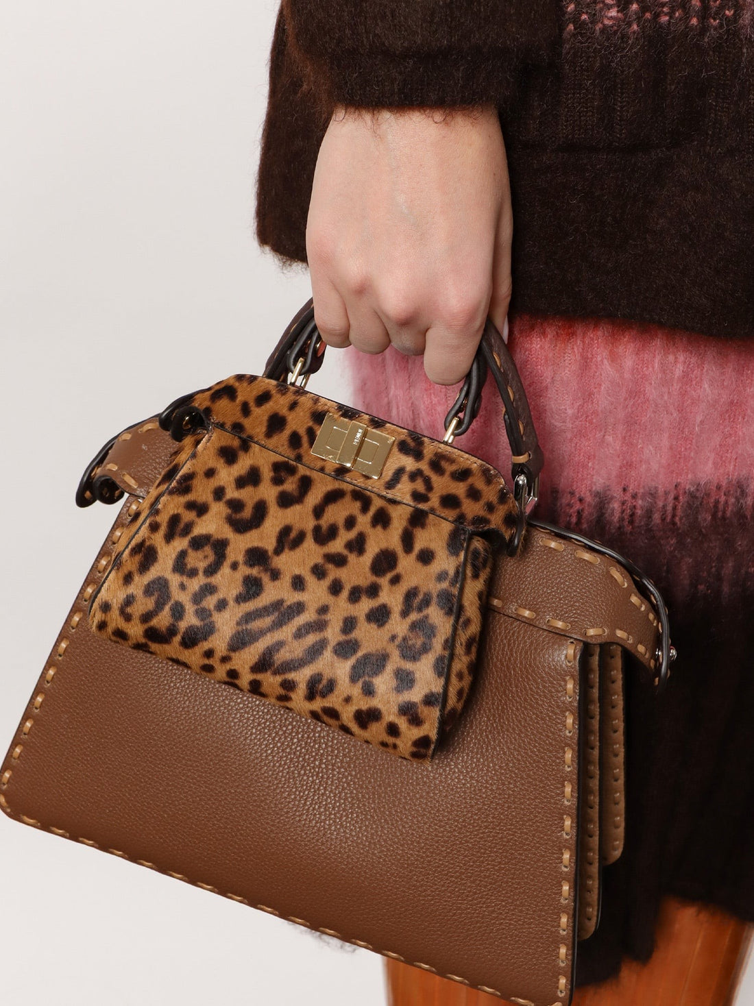 Nano Peekaboo shoulder bag with Fendi Leo print