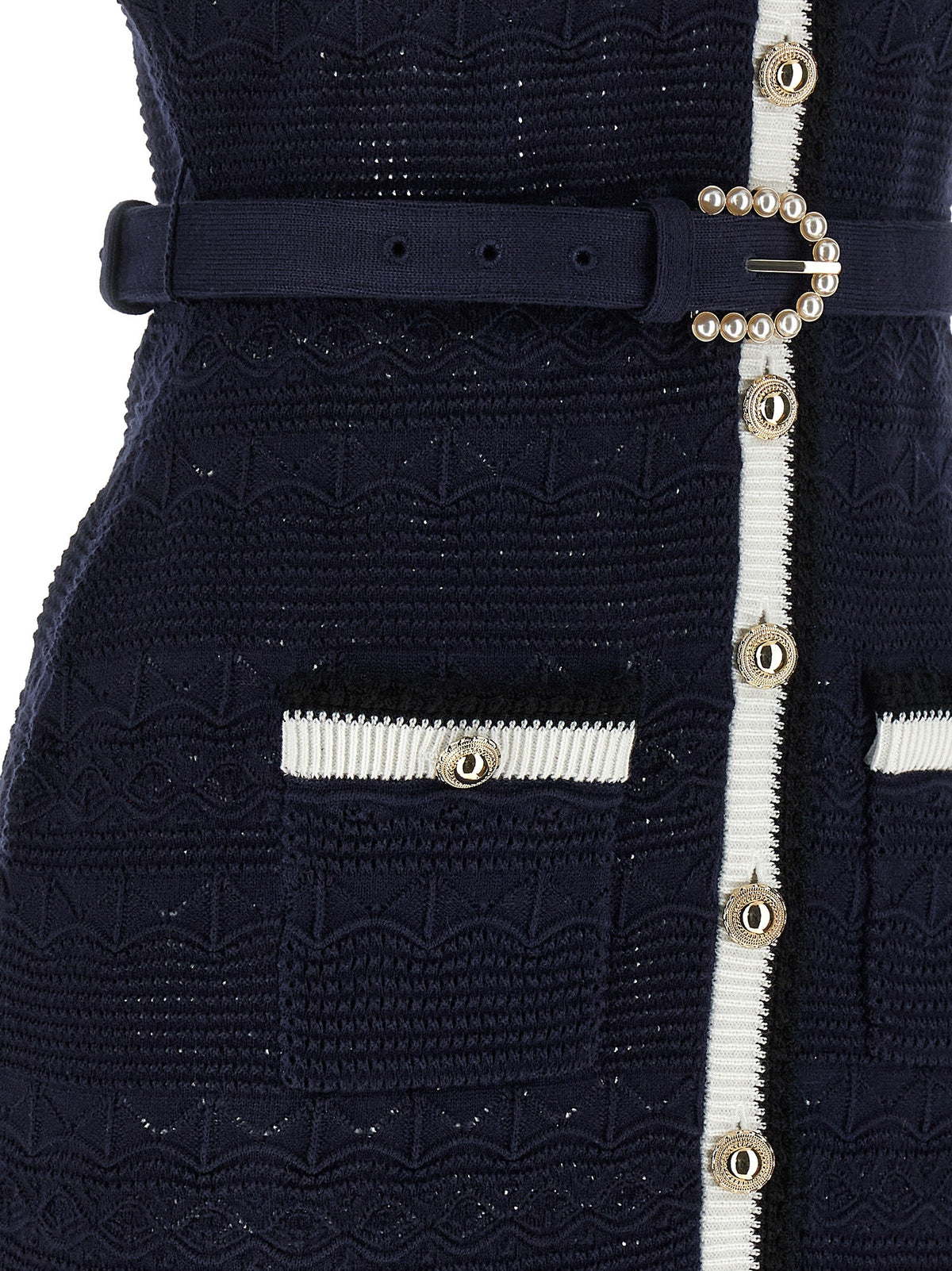 SELF PORTRAIT - 'Navy Pointelle Knit Midi' dress navy-pointelle-knit-midi-dress_a9dc8243-d4e1-4dc7-be6e-637a4d564808