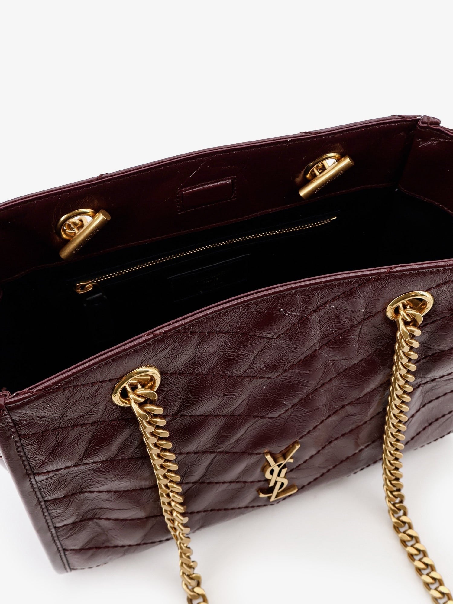 Saint Laurent - Niki vintage-effect leather shopping bag