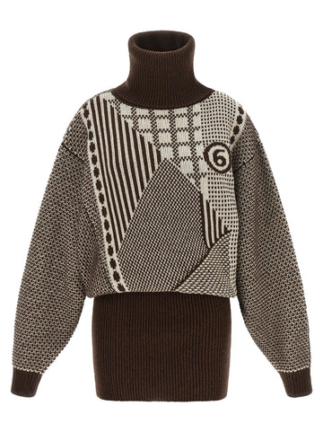 MM6 MAISON MARGIELA - 'Numeric Signature MM6' reversible dress Brown