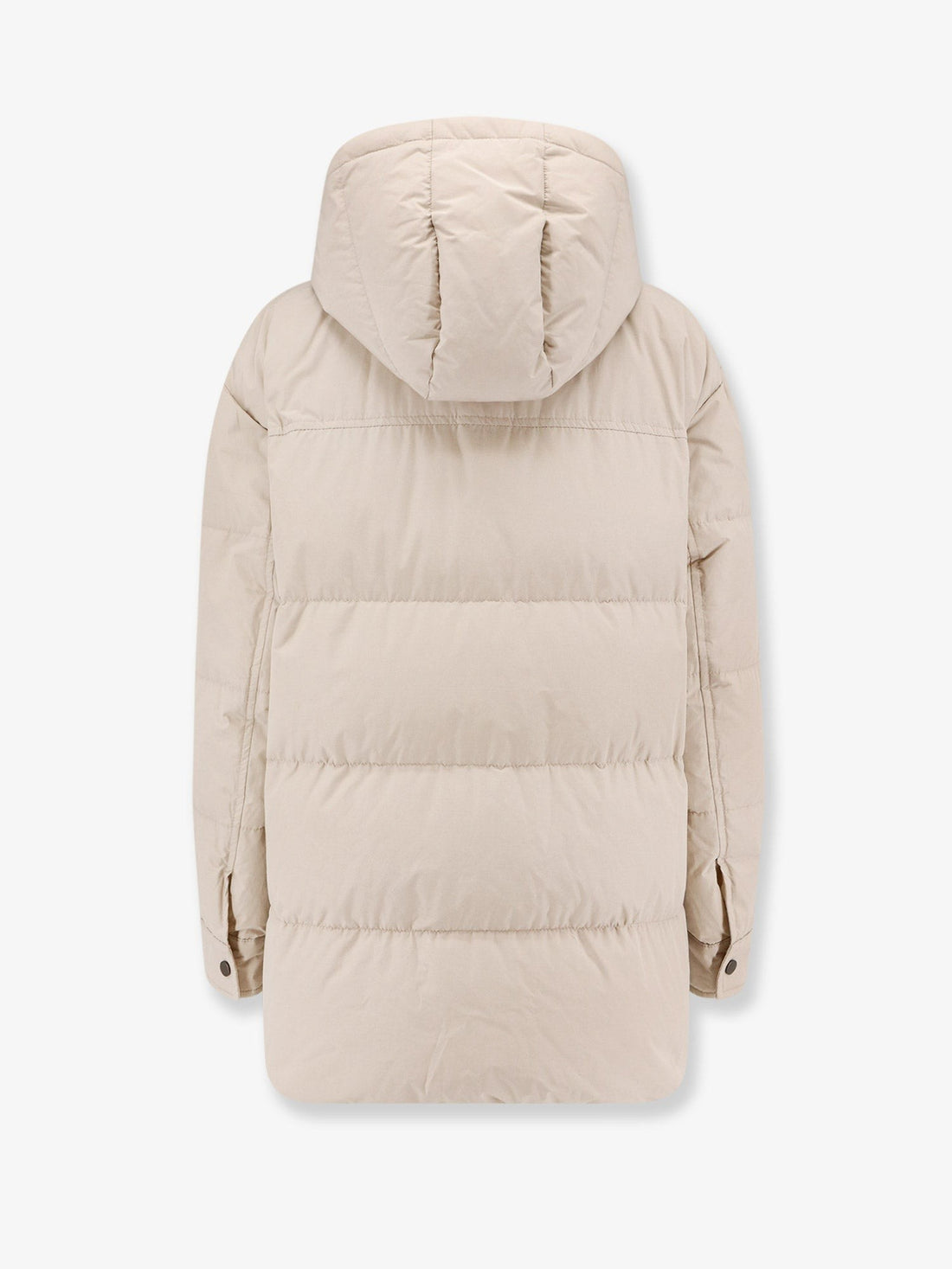 Nylon and cotton hooded down jacket