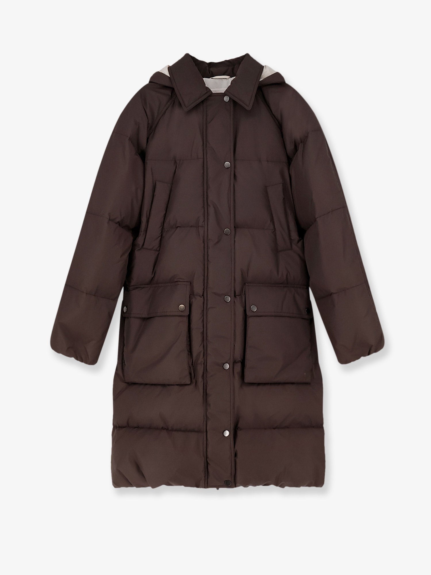 Nylon and cotton long down jacket