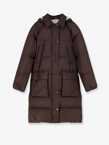Nylon and cotton long down jacket