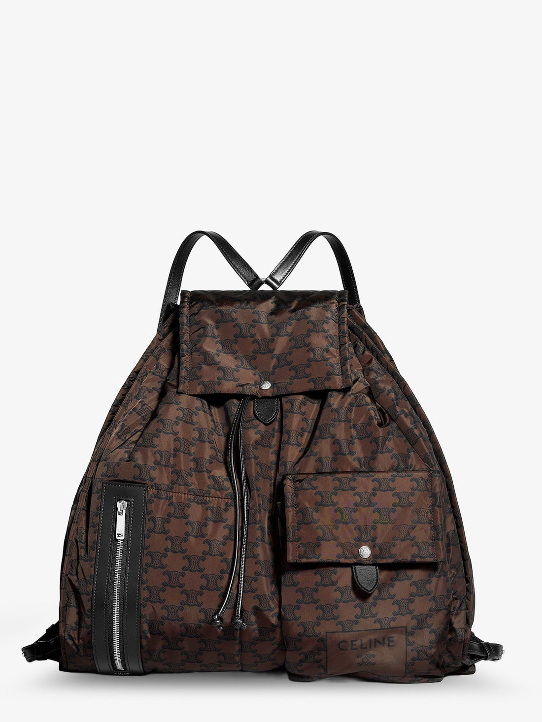 Celine - Nylon and leather backpack with Triomphe print BROWNBLACK UNI