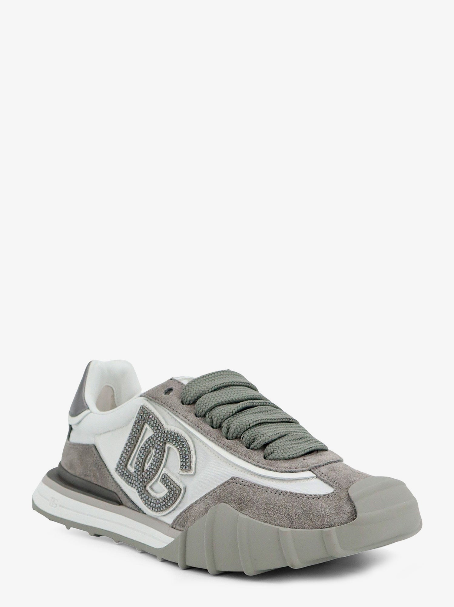 Dolce & Gabbana - Nylon and suede sneakers with DG logo with rhinestones