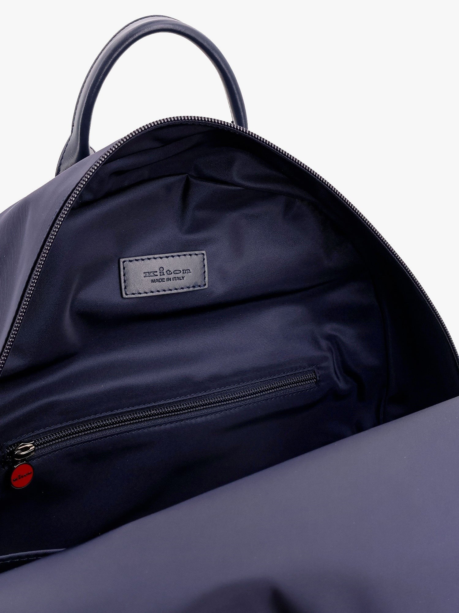 KITON CIRO PAONE Nylon backpack with metal lettering logo