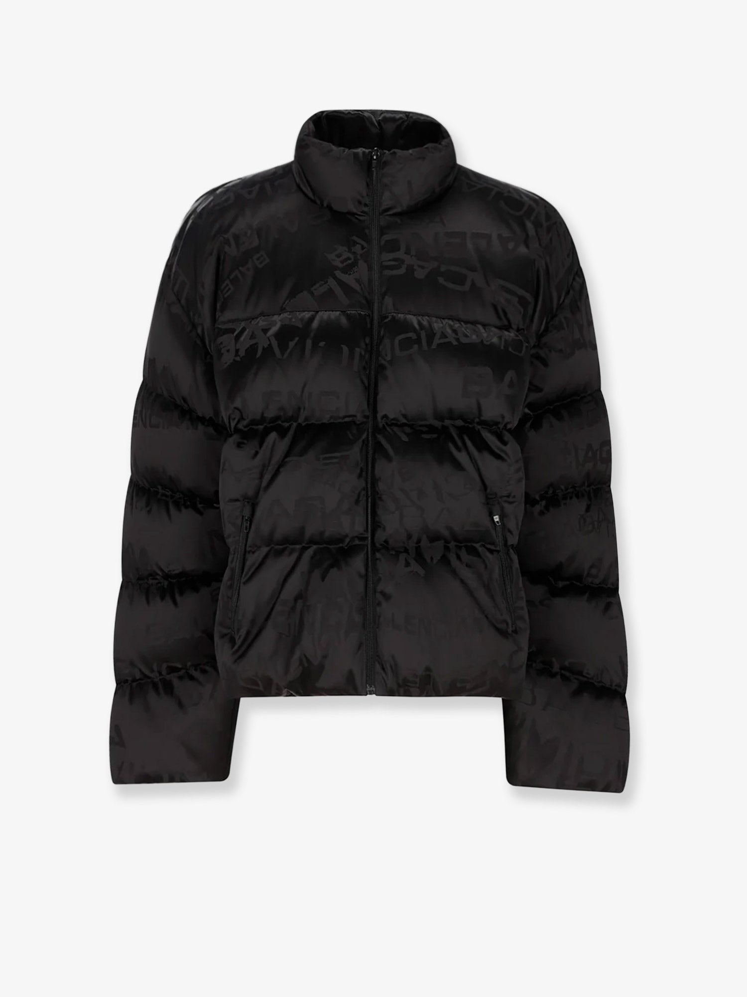 Balenciaga Balenciaga - Nylon down jacket with all-over lettering logo