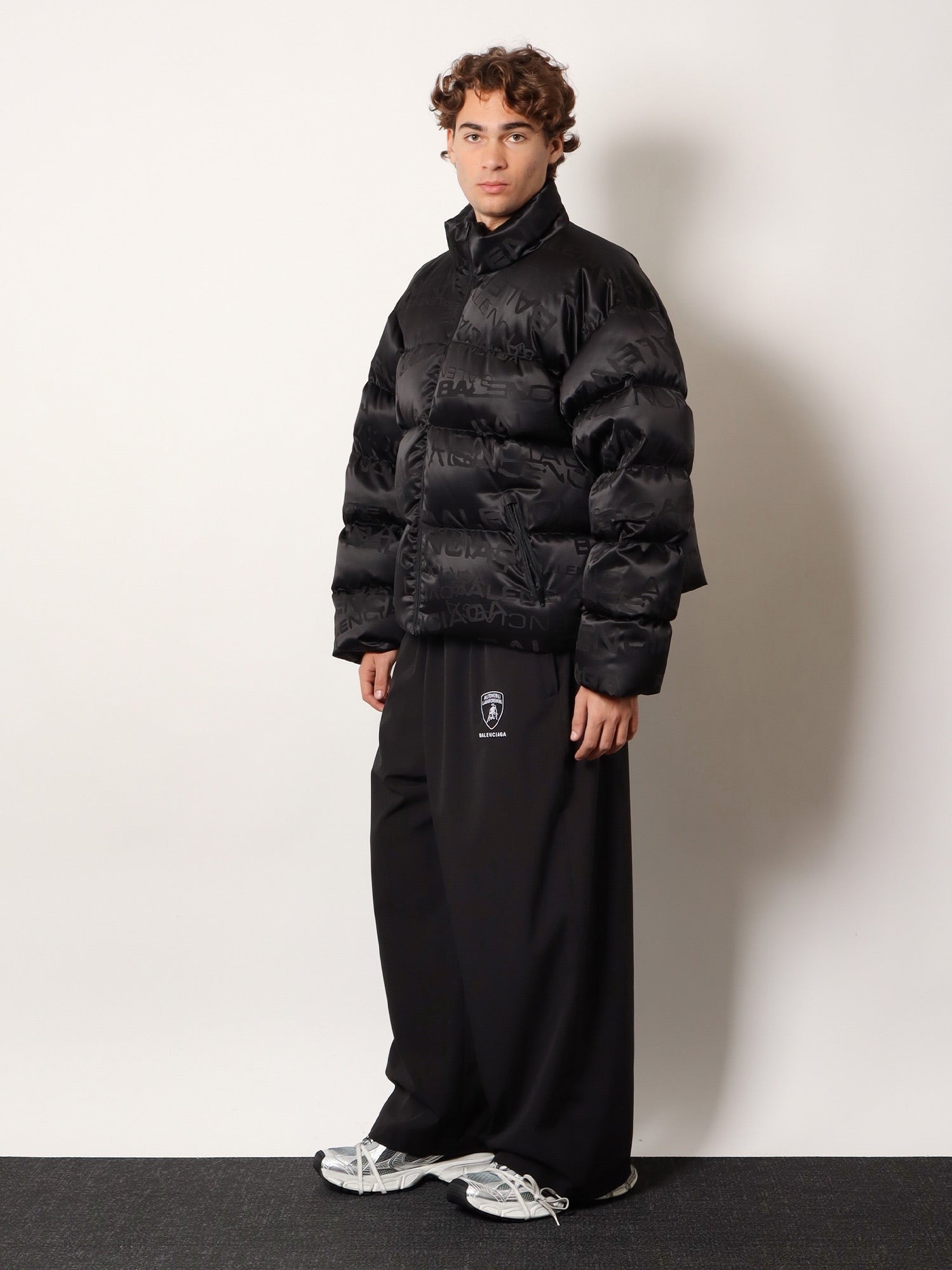 Balenciaga Balenciaga - Nylon down jacket with all-over lettering logo