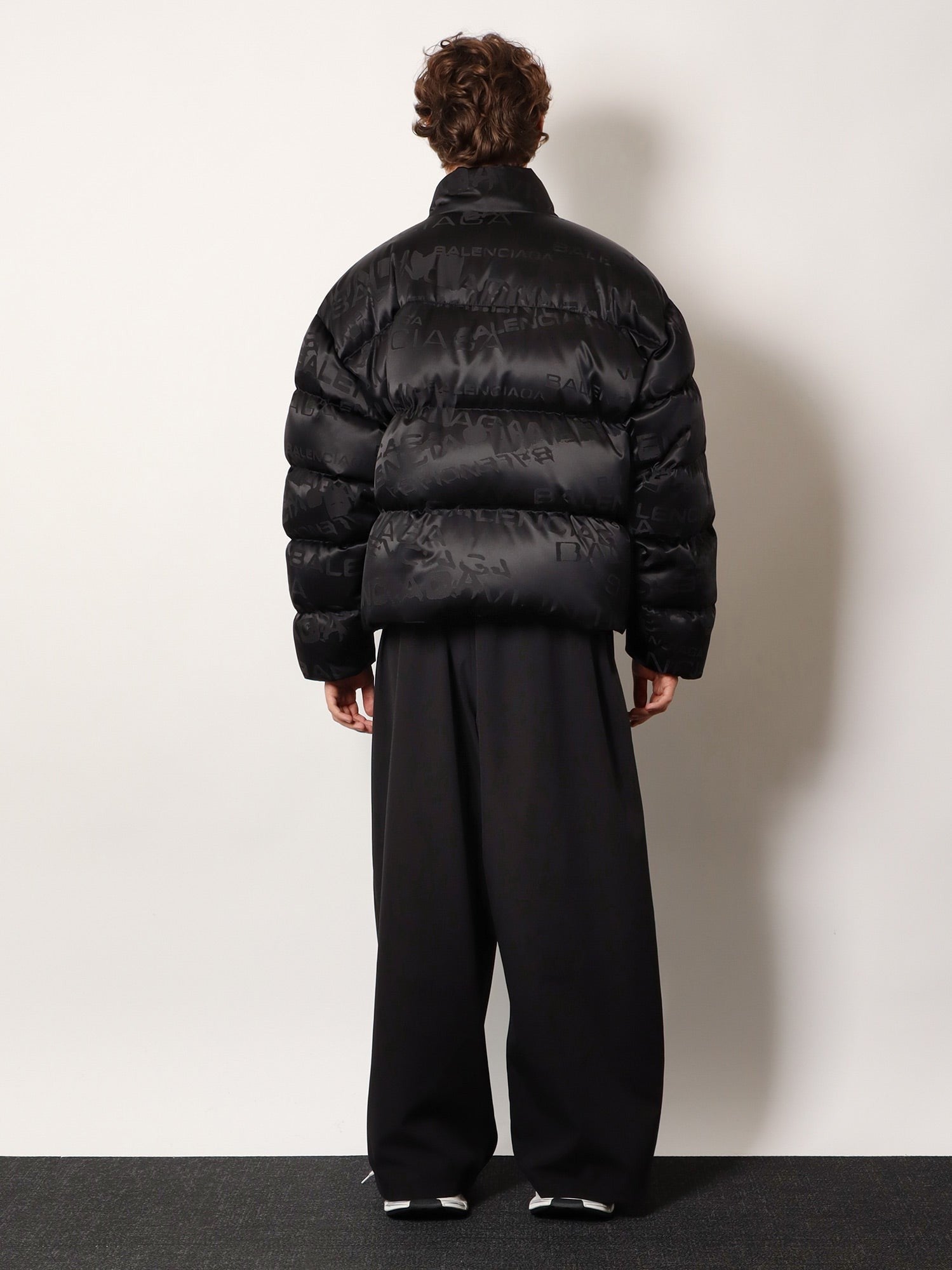 Balenciaga Balenciaga - Nylon down jacket with all-over lettering logo