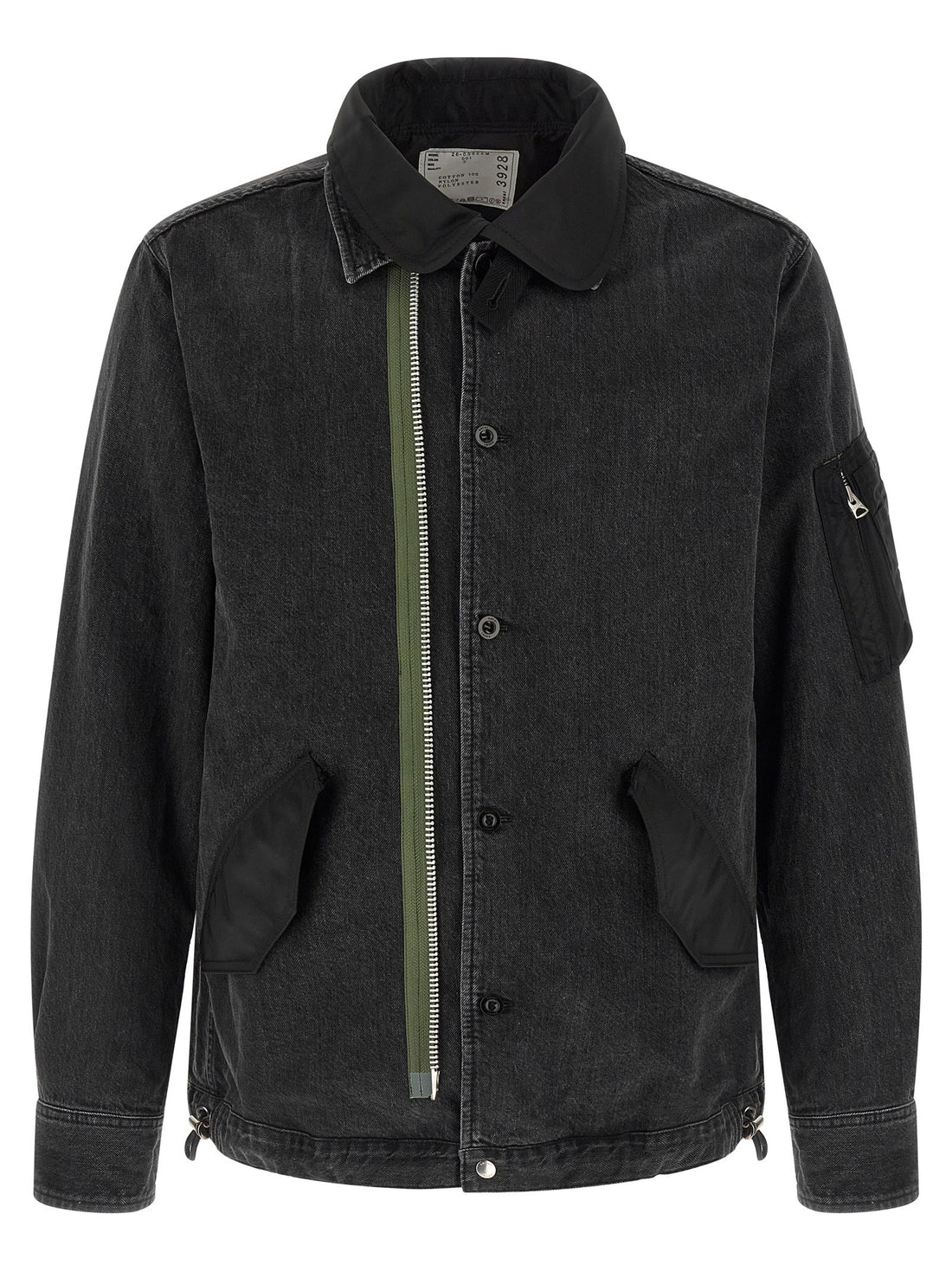 SACAI - Nylon insert denim jacket Black
