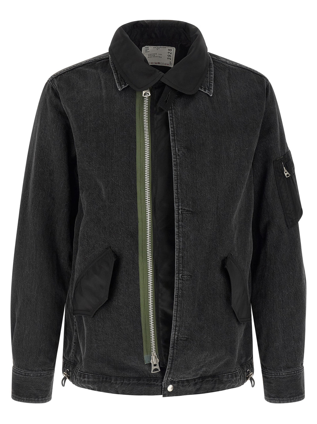 SACAI - Nylon insert denim jacket Black