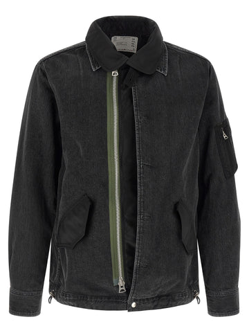SACAI - Nylon insert denim jacket
