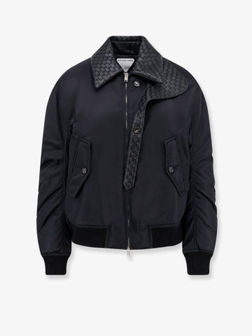 Bottega Veneta Nylon jacket with Intrecciato leather collar