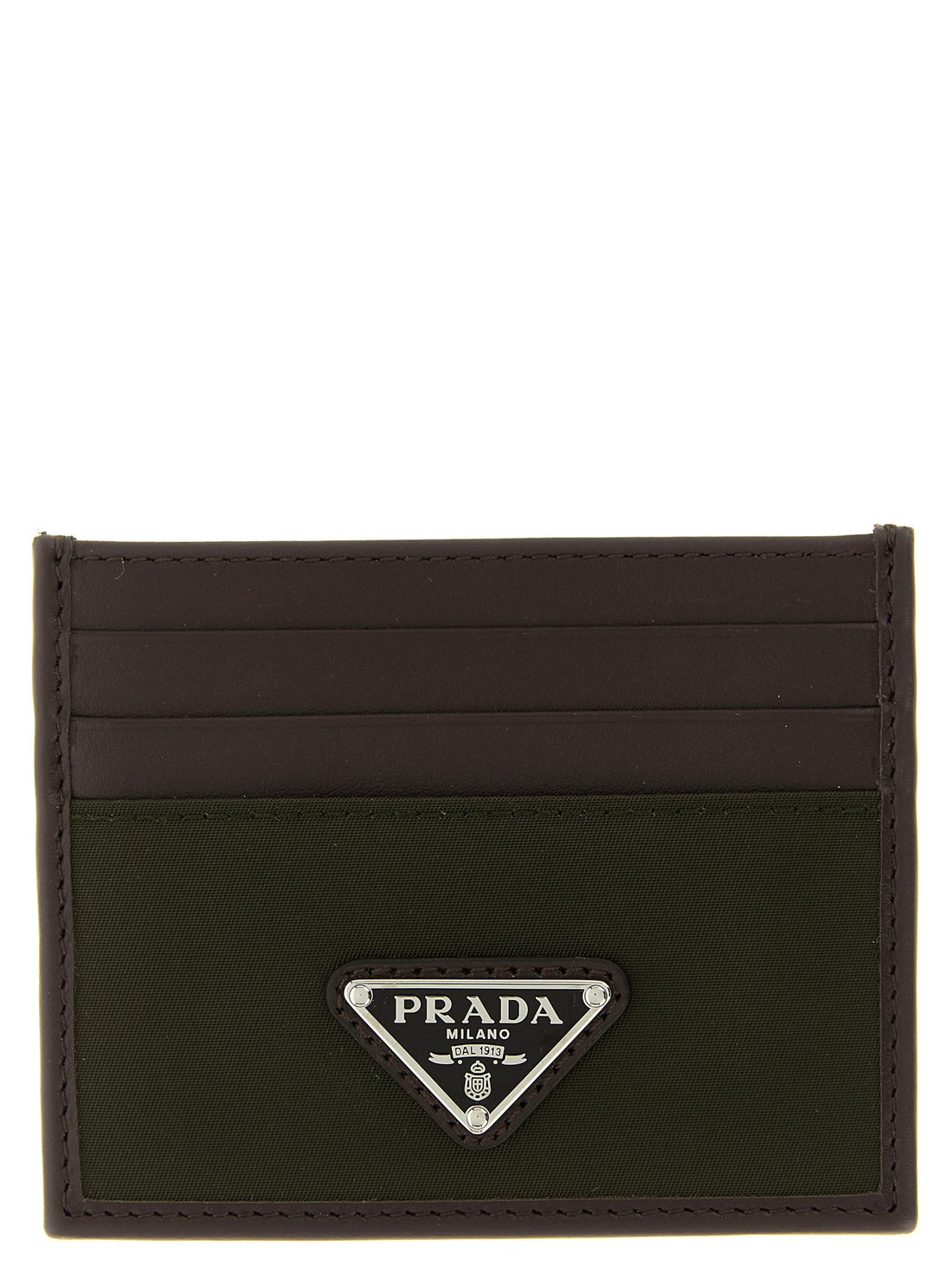 PRADA - Nylon leather cardholder GREEN U