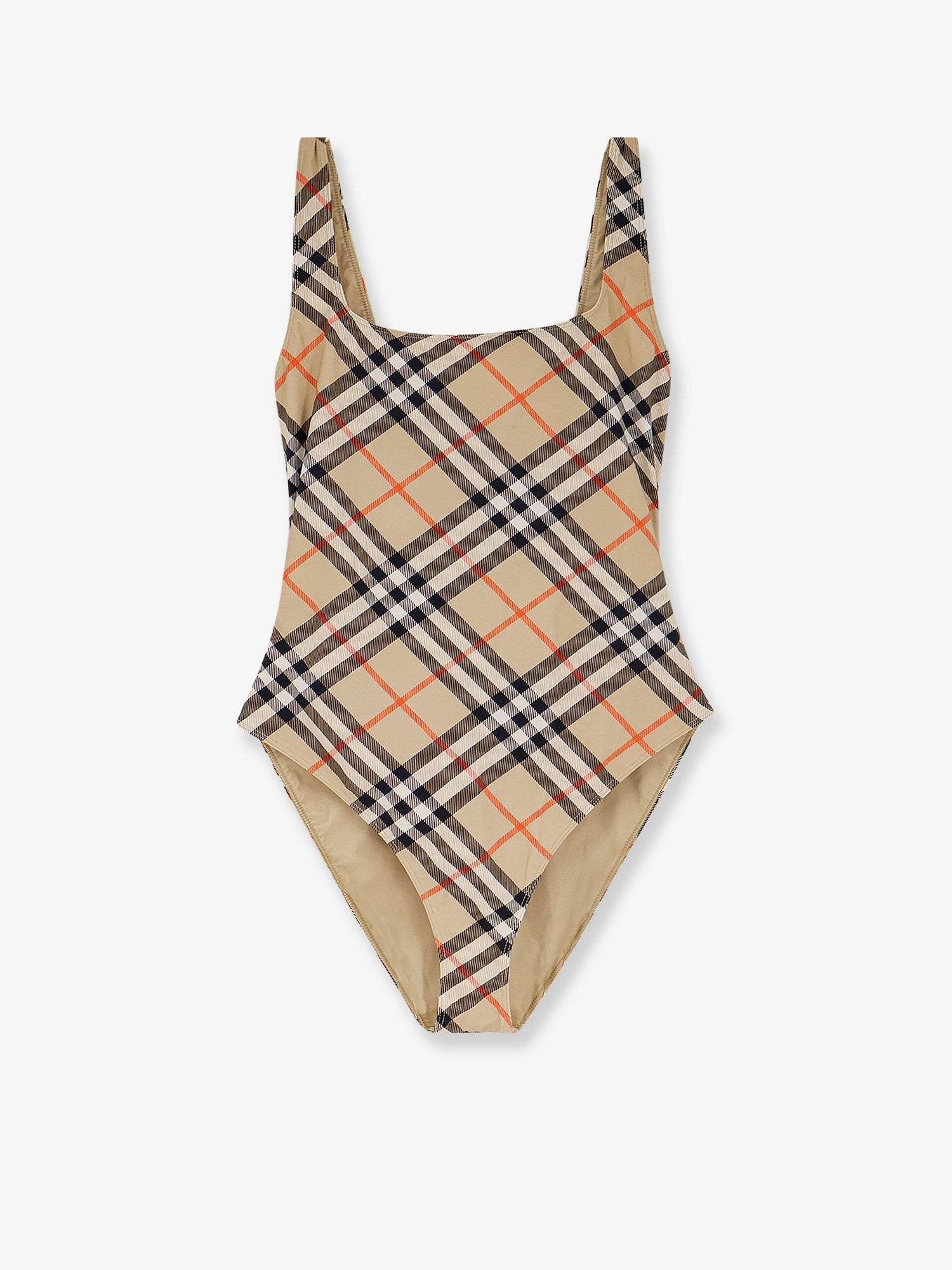 Nylon one-piece swimsuit with check print