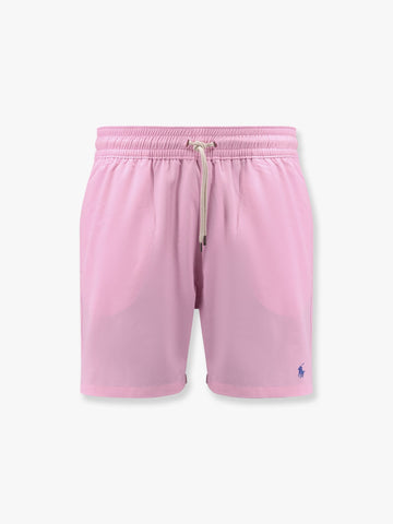 Nylon swim trunk with logo embroidery