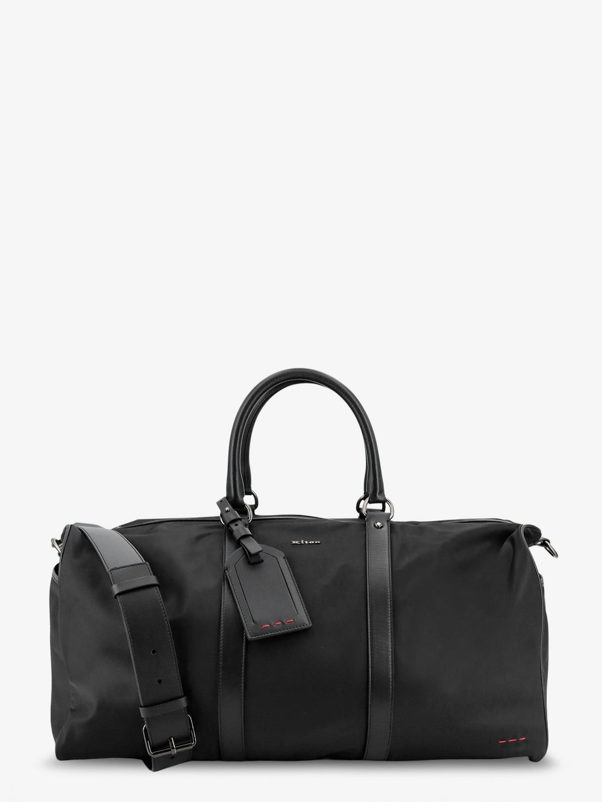 KITON CIRO PAONE - Nylon travel bag with leather inserts Nero UNI