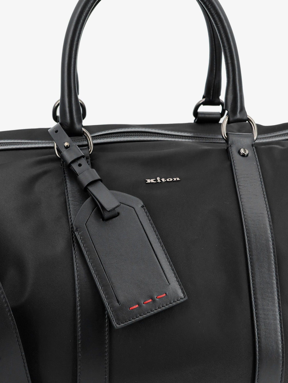 KITON CIRO PAONE - Nylon travel bag with leather inserts
