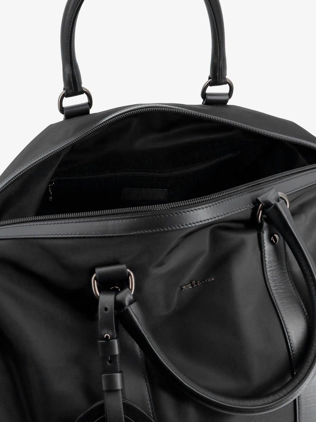 KITON CIRO PAONE - Nylon travel bag with leather inserts