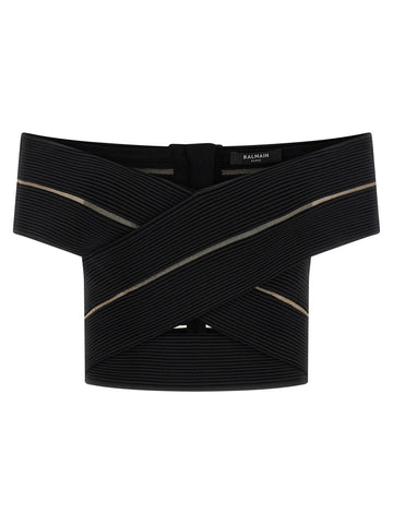 Balmain - Off-the-shoulder crop top off-the-shoulder-crop-top