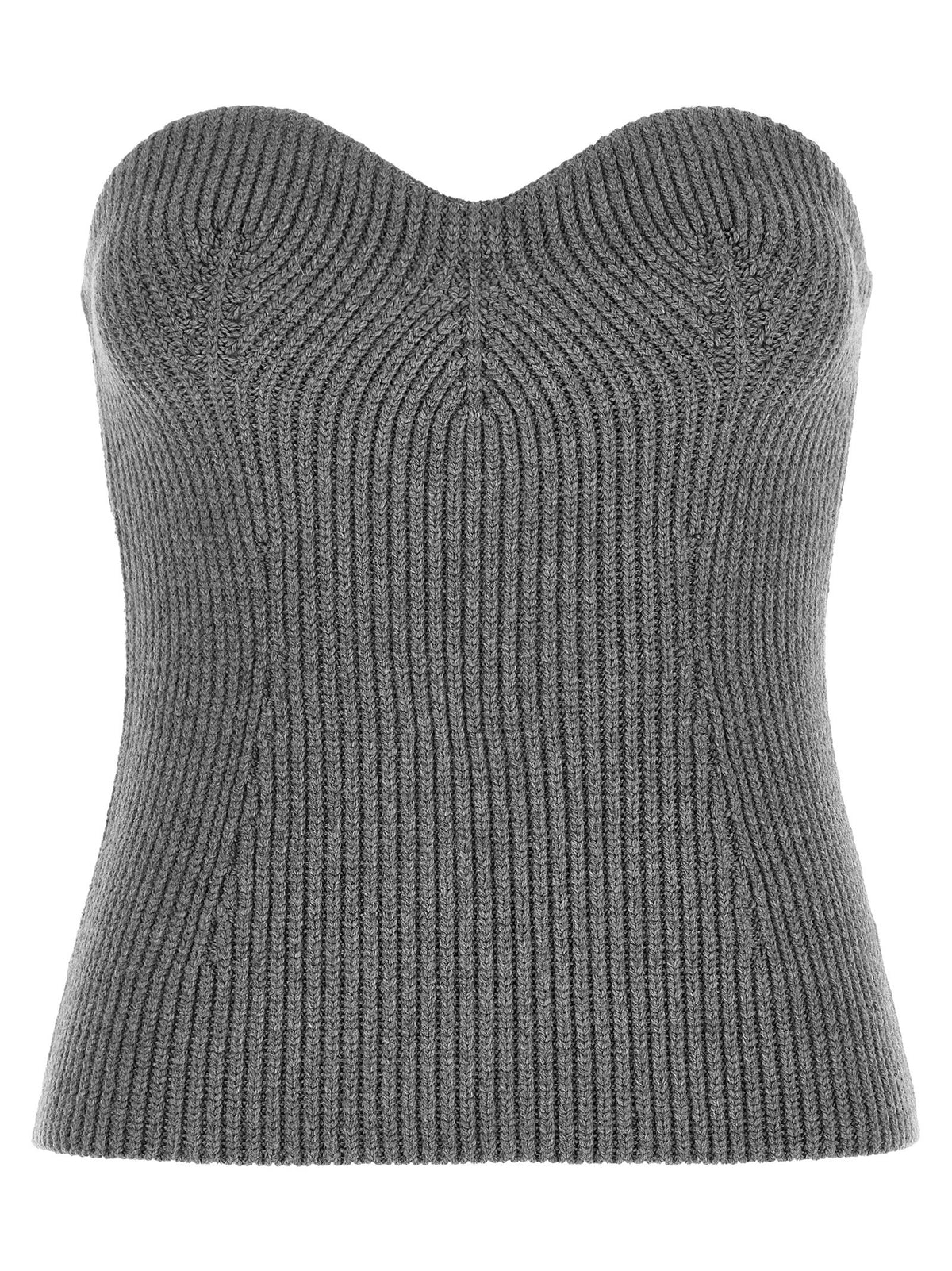 JIL SANDER - Off the shoulder top gray