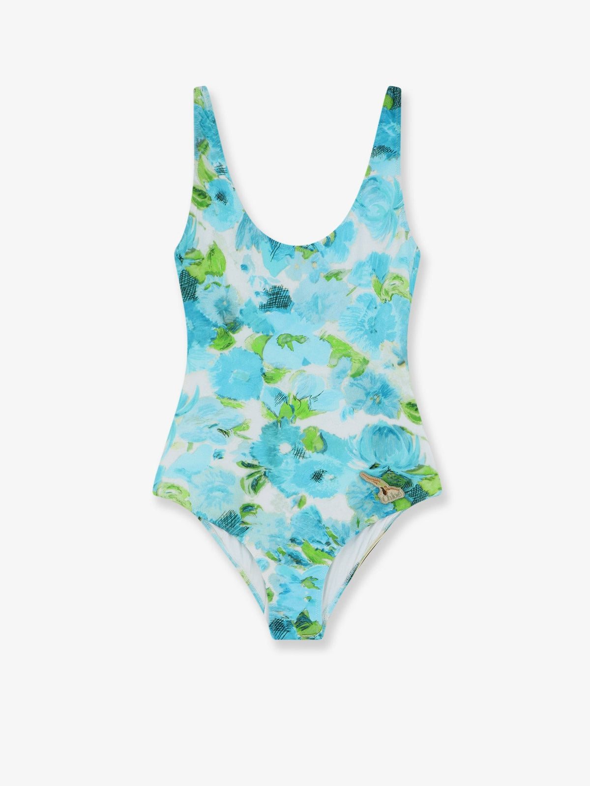 CHLOÉ - One-piece multicolor swimsuit Whiteblue