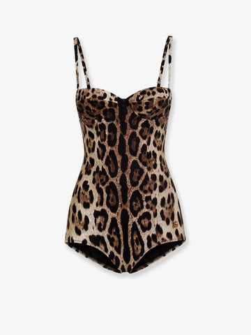 One-piece swimsuit with animal print