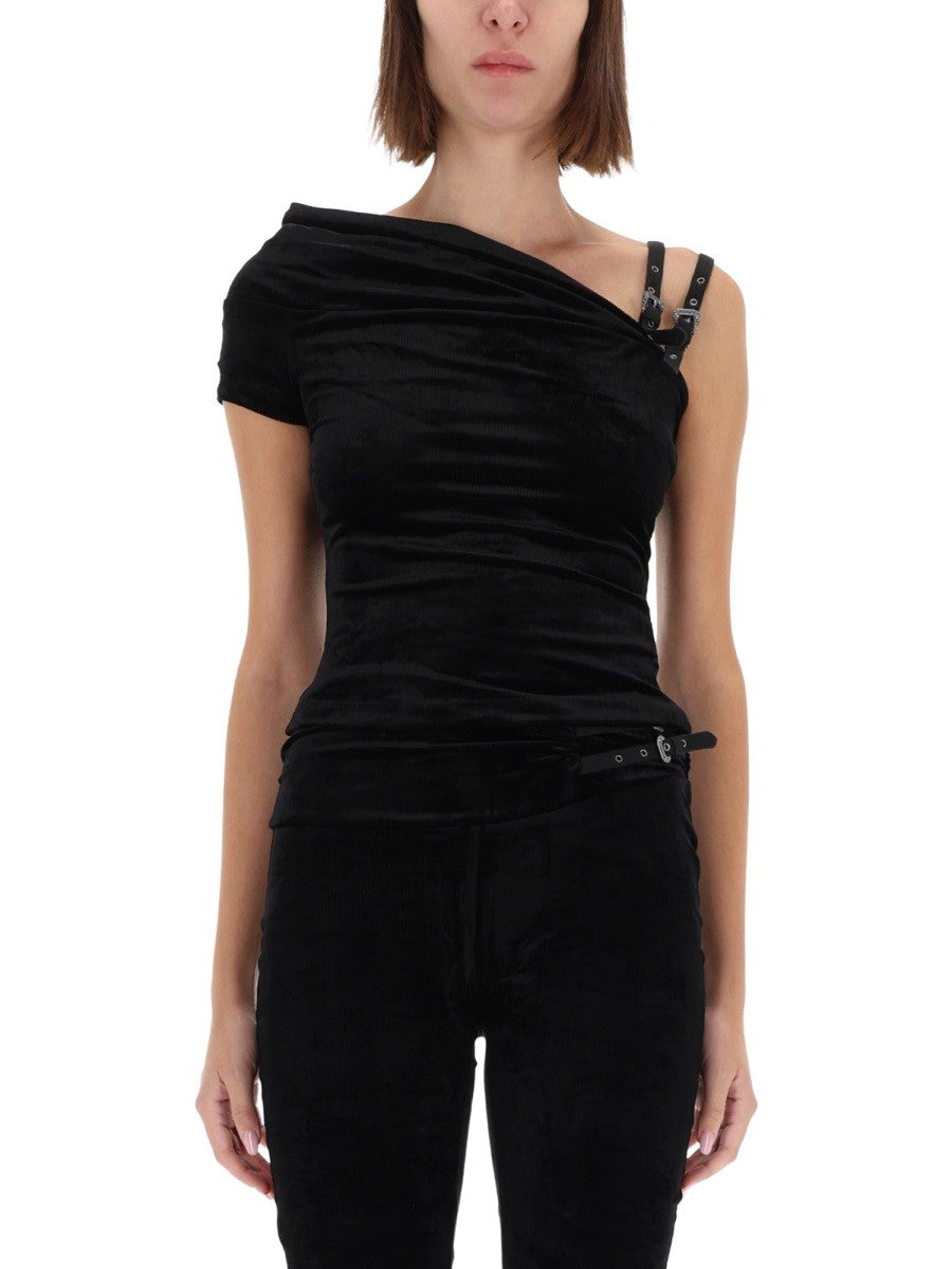 ONE-SHOULDER TOP WITH "BAROQUE" BUCKLE