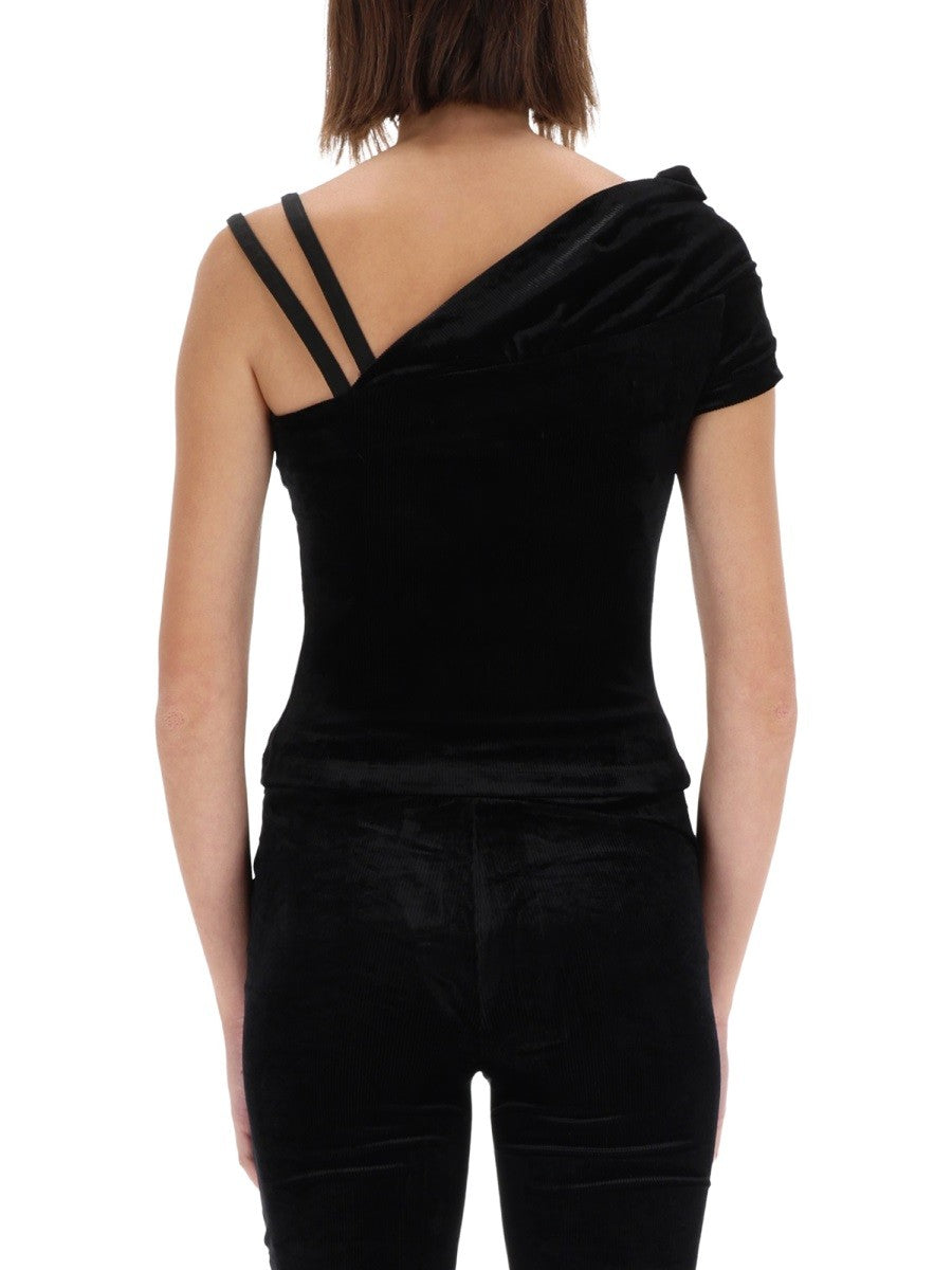 ONE-SHOULDER TOP WITH "BAROQUE" BUCKLE
