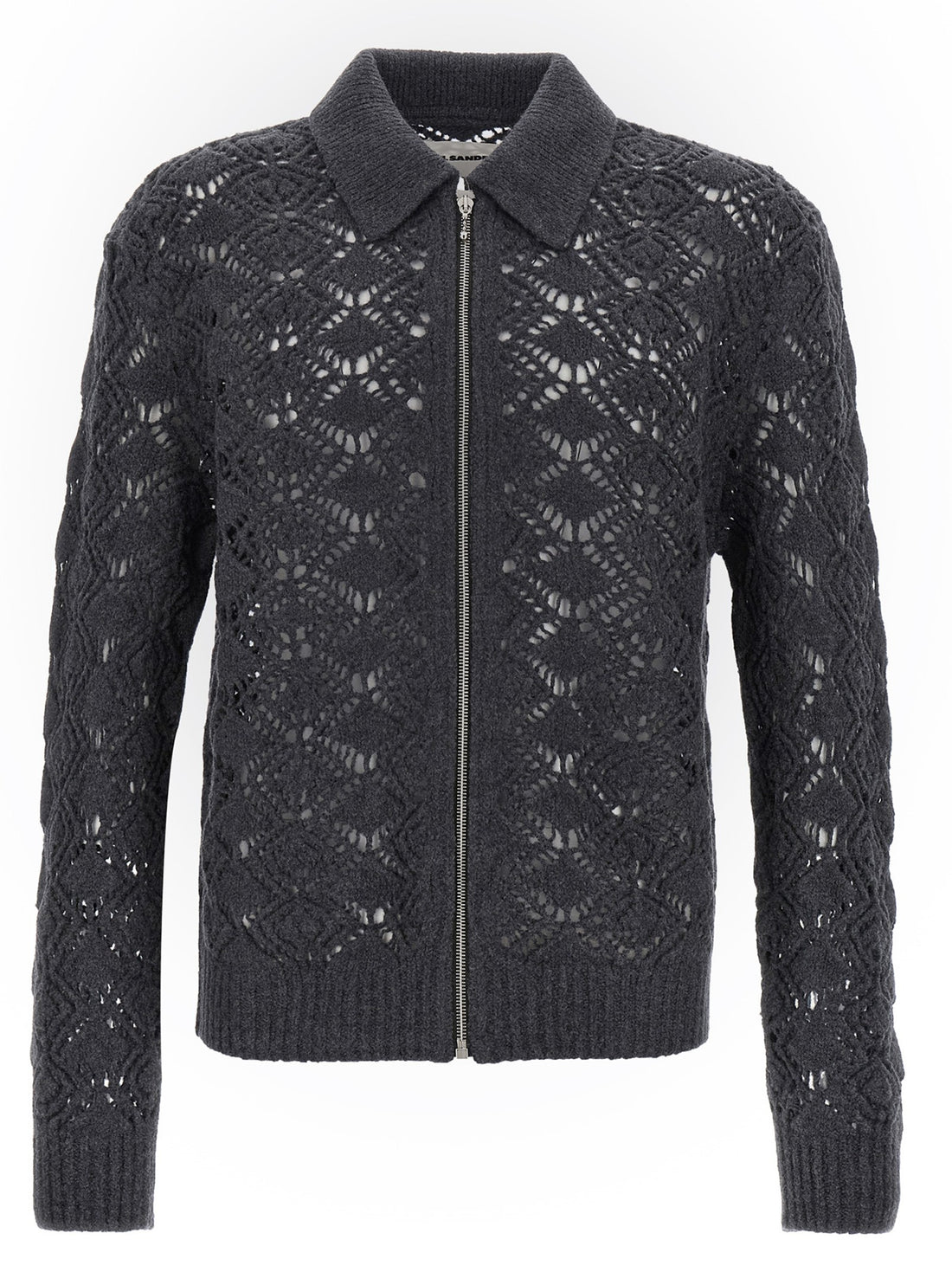 JIL SANDER - Openwork wool cardigan gray