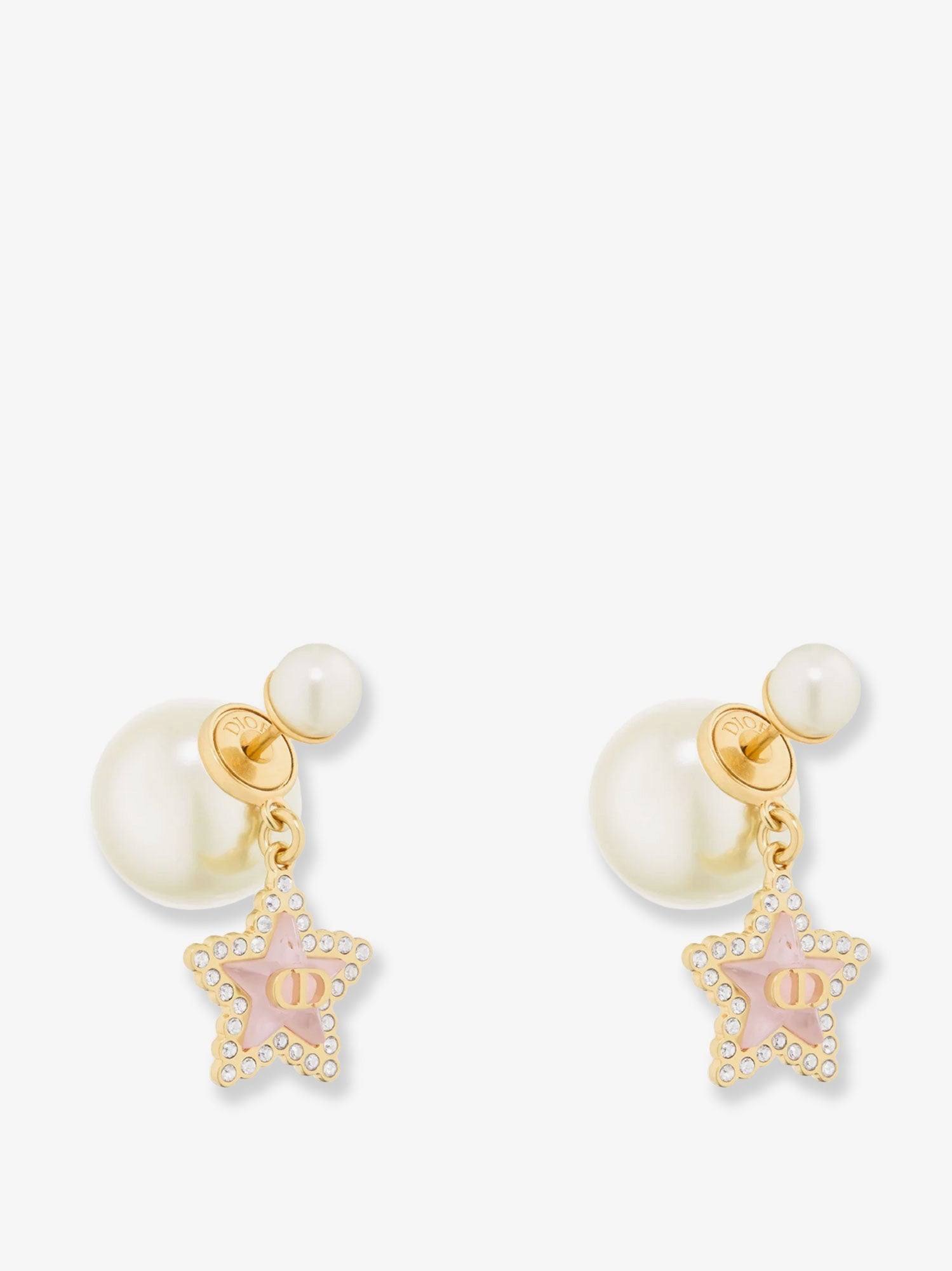 Orecchini in metallo con finitura oro e perle in resina bianca