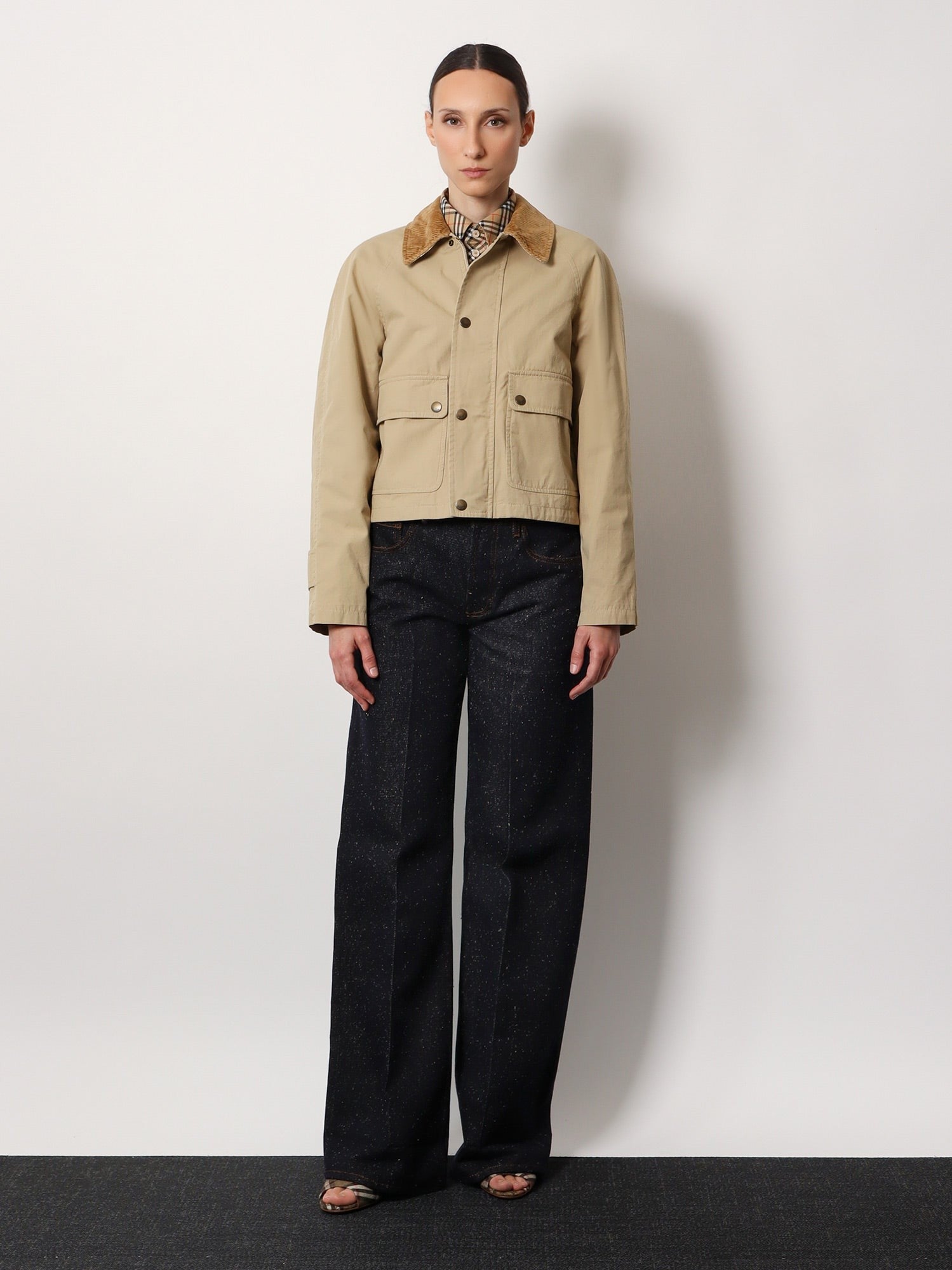 Organic cotton jacket with check lining