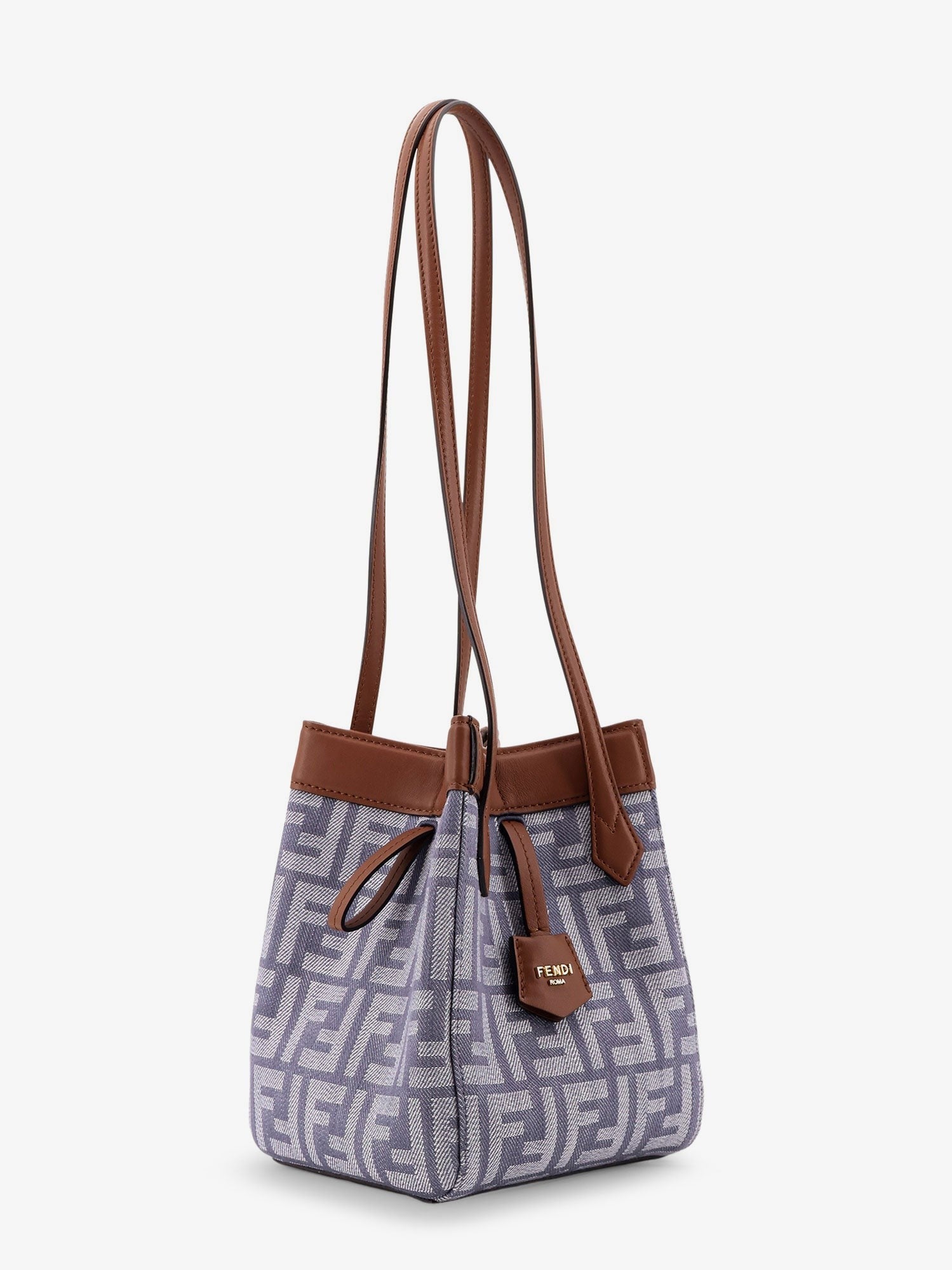 Origami mini FF Jacquard fabric and leather shoulder bag