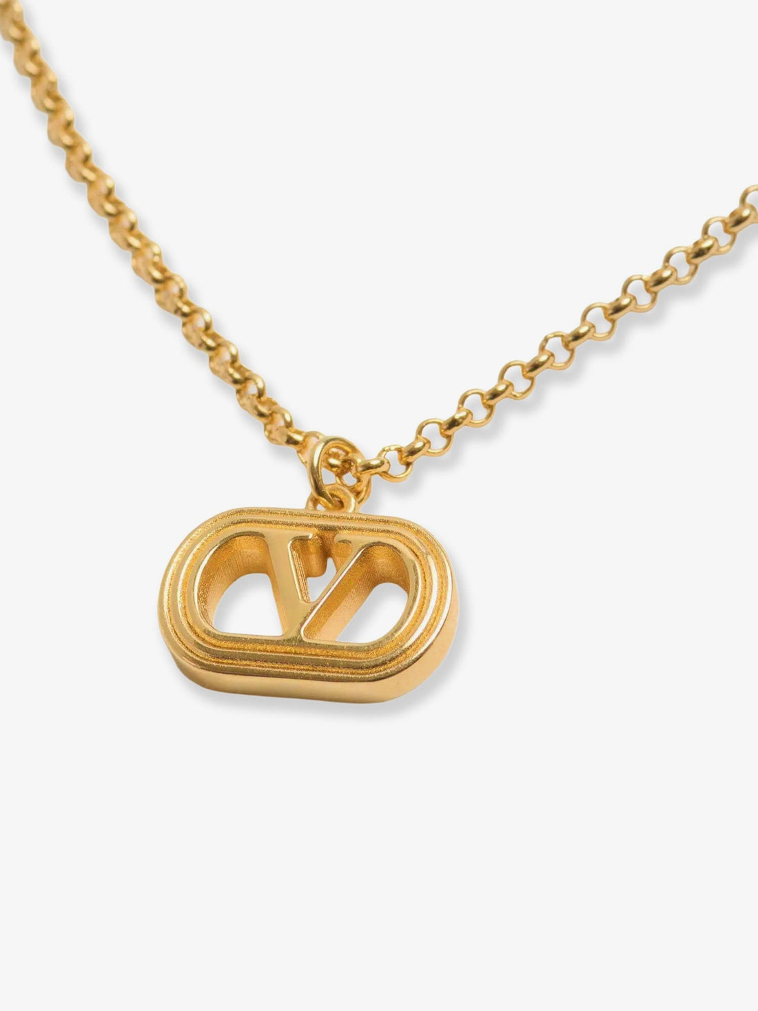 Ovalette metal necklace with golden finish