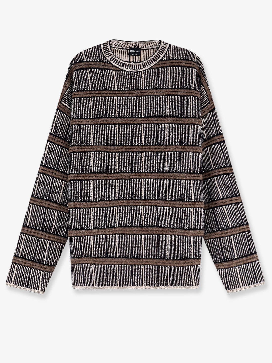 Giorgio Armani - Over striped virgin wool and silk sweater Black