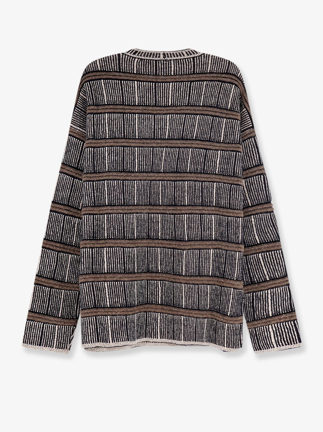 Giorgio Armani - Over striped virgin wool and silk sweater Black